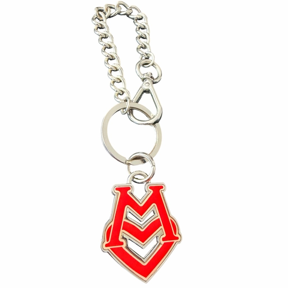 LOVE MOSCHINO Silver Red Chain Purse Bag Charm Keychain Like New Authentic